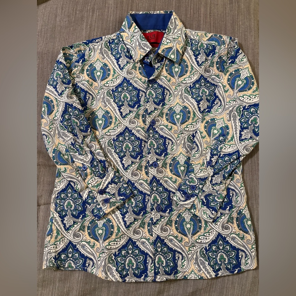 Boys Elie Balleh Paisley Patterned Shirt. Size 7 (fits like a 6) Modern fit. EUC